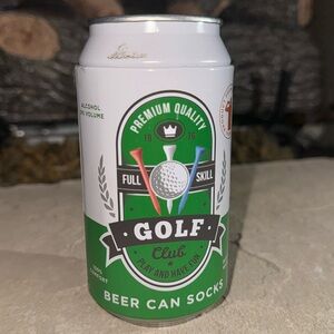Beer can socks gift green socks with golf balls tees in fake beer can package